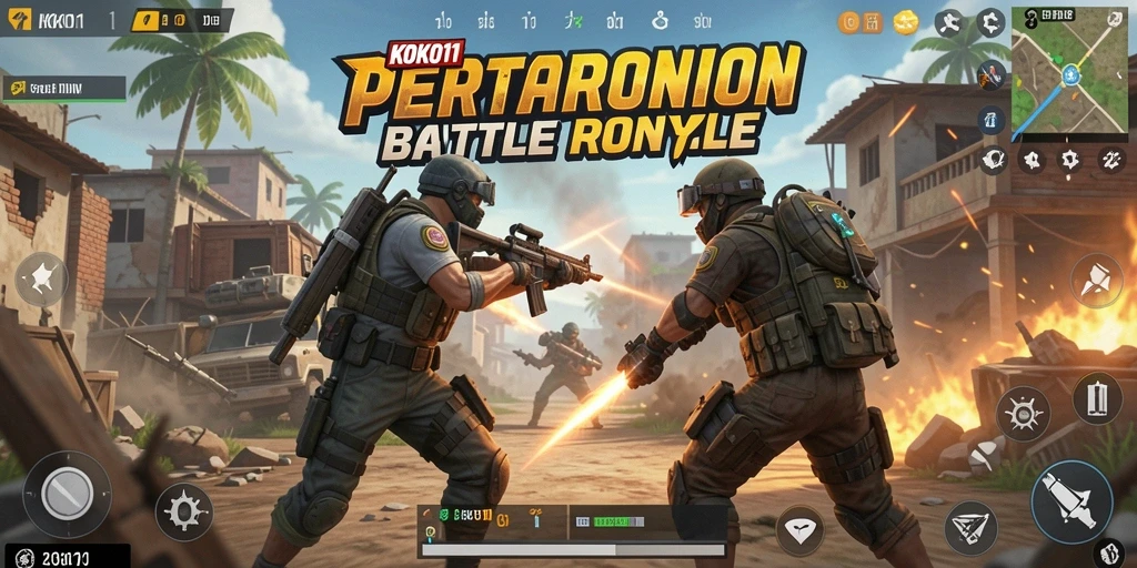 Screenshot gameplay KOKO11 menampilkan aksi seru Battle Royale.