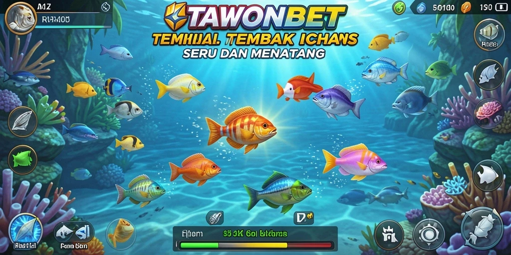 Tampilan gameplay TAWONBET dengan aksi menembak ikan yang mendebarkan.